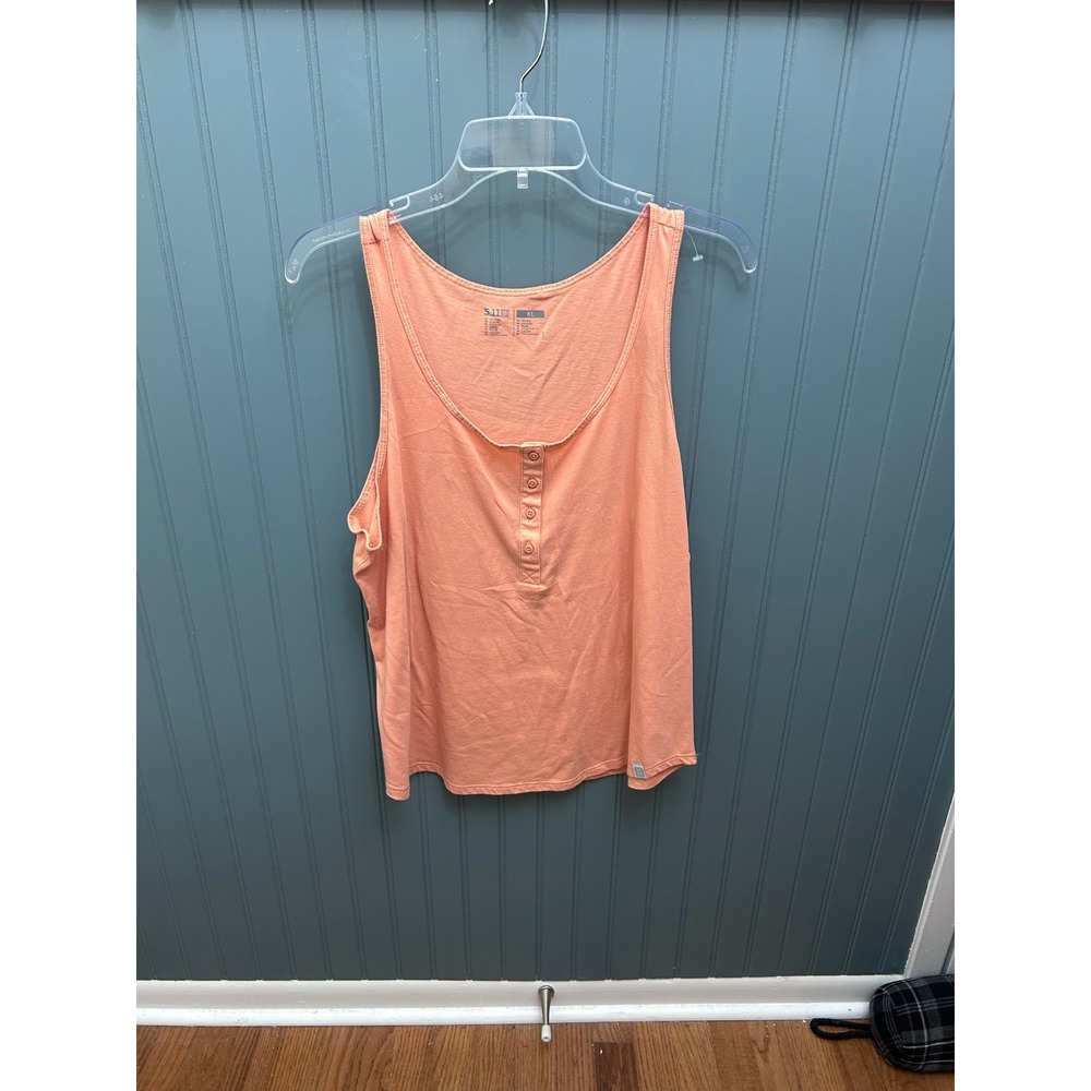 5.11 Tactical Tank‎ Top Womens XL Salmon Pink Sleeveless Button Casual